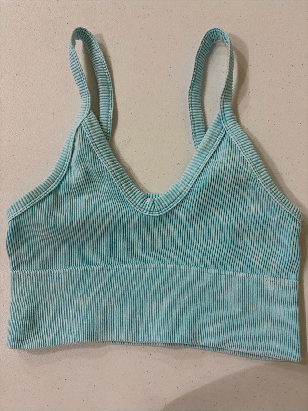 Zenana Outfitters Women's Ribbed Light Teal Bralette